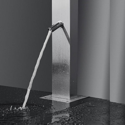Cascada Showers Stainless Steel Outdoor Shower Panel: Upgrade Your Backyard Oasis - Side View