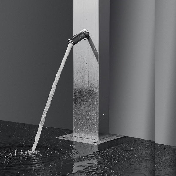 Cascada Showers Stainless Steel Outdoor Shower Panel: Upgrade Your Backyard Oasis - Side View