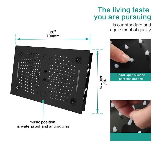 Cascada Sicilian 16"x28" Music LED Waterfall Shower System with Dual Rain Showerheads - View 15