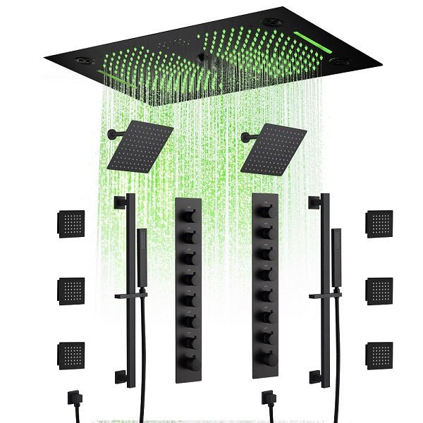 Cascada Sicilian 16"x28" Music LED Waterfall Shower System with Dual Rain Showerheads - View 10