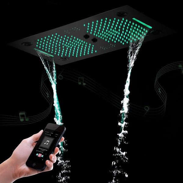 Cascada Sicilian 16"x28" Music LED Waterfall Shower System with Dual Rain Showerheads - Lifestyle View