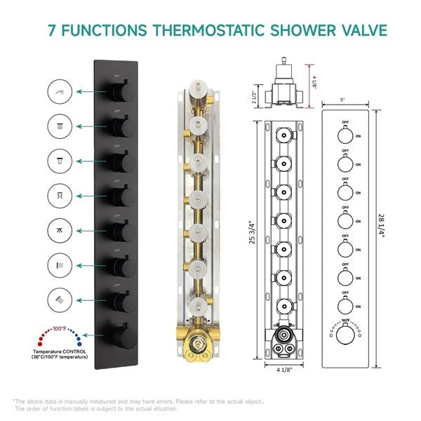 Cascada Sicilian 16"x28" Music LED Waterfall Shower System with Dual Rain Showerheads - Features
