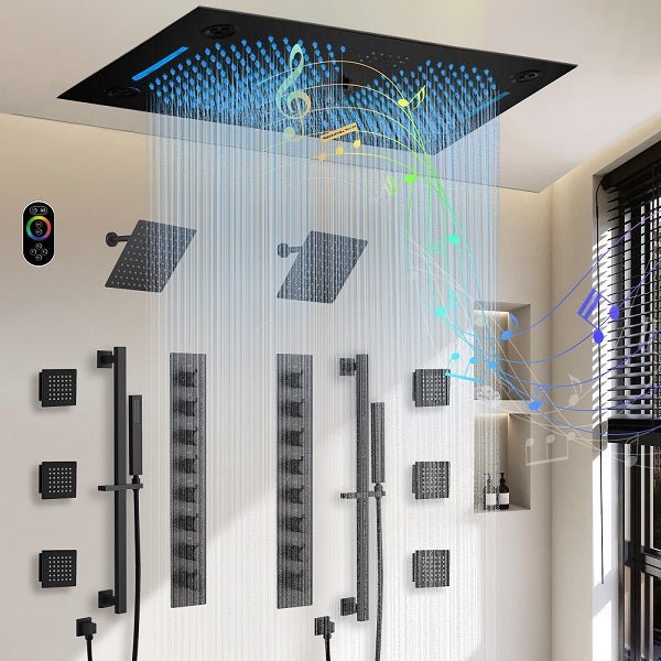 Cascada Sicilian 16"x28" Music LED Waterfall Shower System with Dual Rain Showerheads - View 11