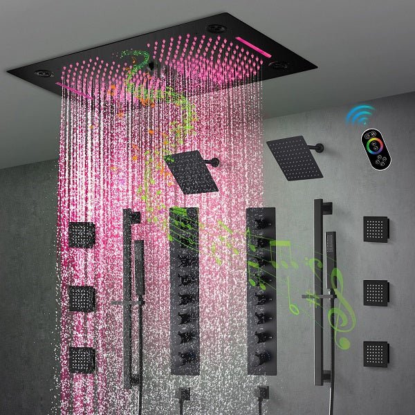 Cascada Sicilian 16"x28" Music LED Waterfall Shower System with Dual Rain Showerheads - View 9