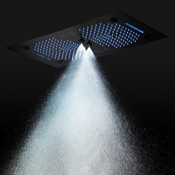 Cascada Sicilian 16"x28" Music LED Waterfall Shower System with Dual Rain Showerheads - Close-Up