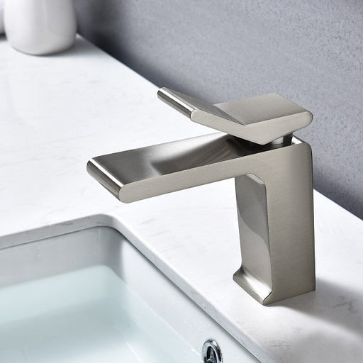 Cascada Single Handle Waterfall Bathroom Sink Faucet - Side View