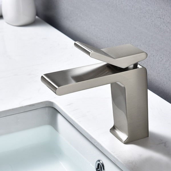 Cascada Single Handle Waterfall Bathroom Sink Faucet - Side View