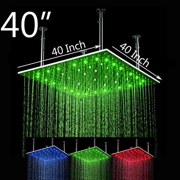 Cascada Square Ceiling Mount Rainfall LED Shower Head (Include Shower Arm) - View 14