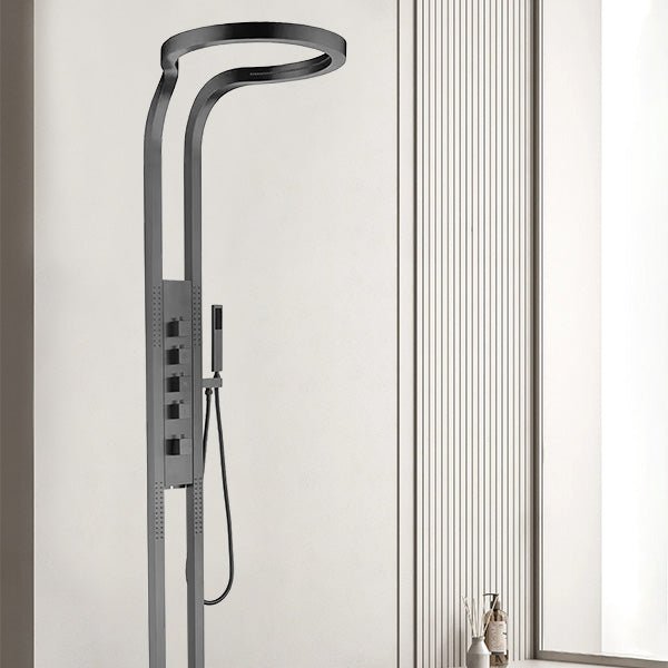 Cascada AquaTech Elite 80” High-Tech Shower Panel with Dual Back Jets - Gun Metal Finish - Dimensions