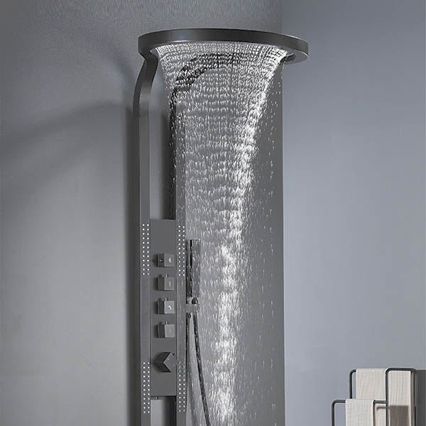 Cascada AquaTech Elite 80” High-Tech Shower Panel with Dual Back Jets - Gun Metal Finish