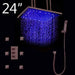 Cascada Tuscany 24" Shower System: Immersive LED Rainfall, Massage, Thermostatic - Dimensions