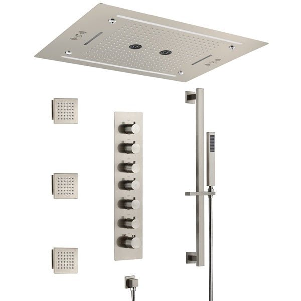 Cascada Venice 23"x31" Brushed Nickel Bluetooth LED Shower System - View 11