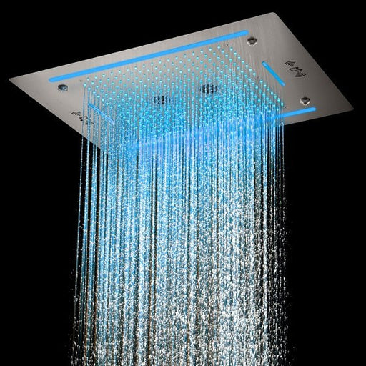 Cascada Venice 23"x31" Brushed Nickel Music LED Showerhead Shower Head