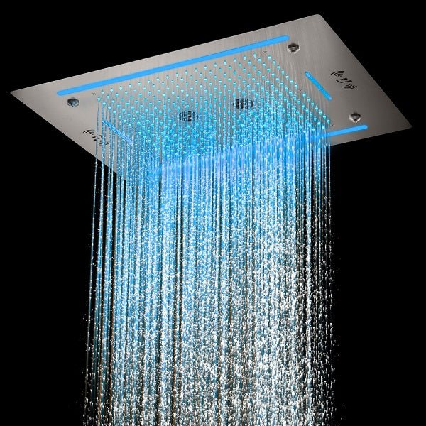 Cascada Venice 23"x31" Brushed Nickel Music LED Showerhead Shower Head