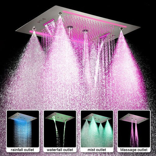 Cascada Venice 23"x31" Brushed Nickel Music LED Showerhead Shower Head - Side View
