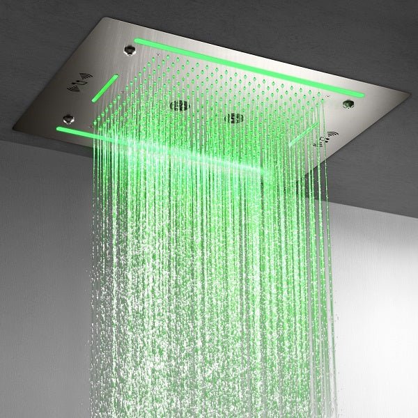 Cascada Venice 23"x31" Brushed Nickel Music LED Showerhead Shower Head - Installation View