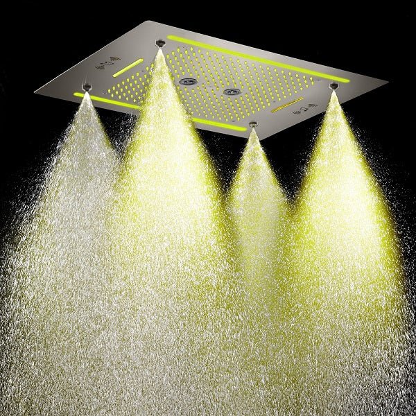 Cascada Venice 23"x31" Brushed Nickel Music LED Showerhead Shower Head - Detail View