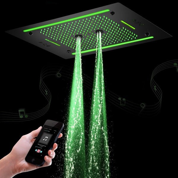 Cascada Venice 23"x31" Matte Black LED Shower System - View 12