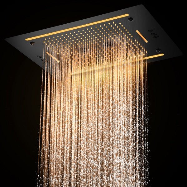Cascada Venice 23"x31" Matte Black Music LED Showerhead Shower Head