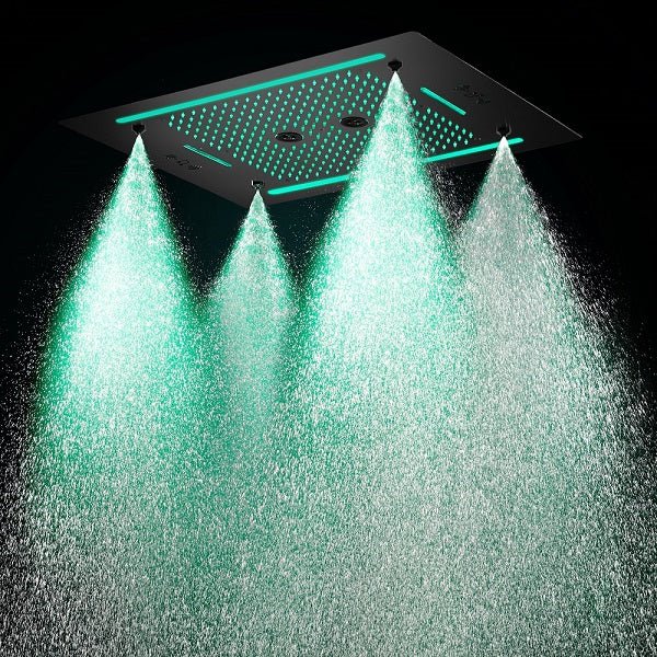 Cascada Venice 23"x31" Matte Black Music LED Showerhead Shower Head - Detail View