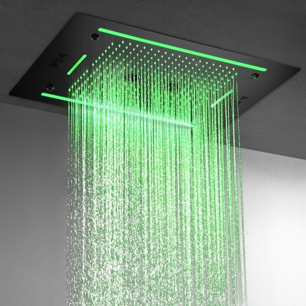 Cascada Venice 23"x31" Matte Black Music LED Showerhead Shower Head - Installation View