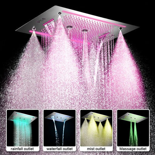 Cascada Venice 23"x31" Music LED Shower System - Side View