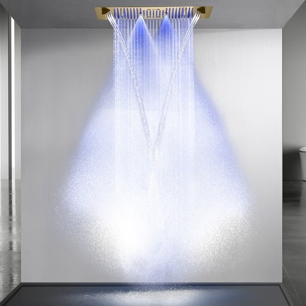 Cascada Verona 16"x36" Brushed Gold Music LED Digital Shower System - Installation View