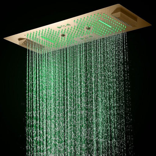 Cascada Verona 16"x36" Brushed Gold Music LED Showerhead Shower Head
