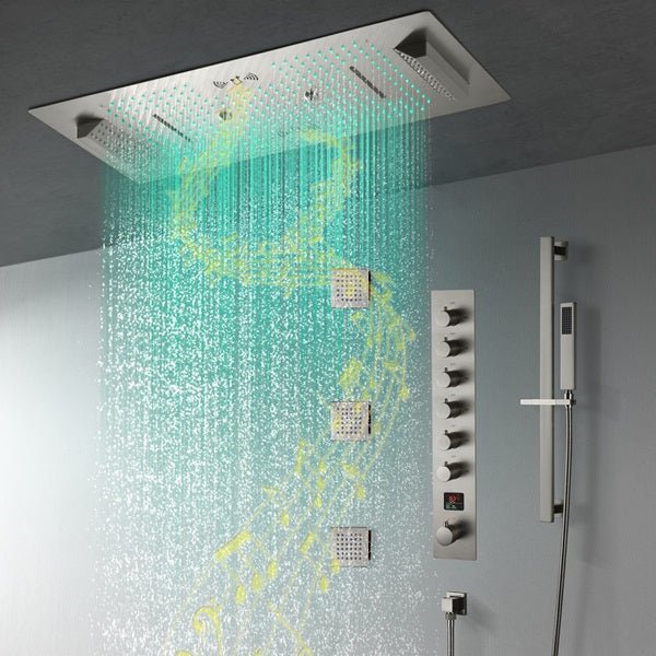 Cascada Verona 16"x36" Brushed Nickel Music LED Digital Shower System
