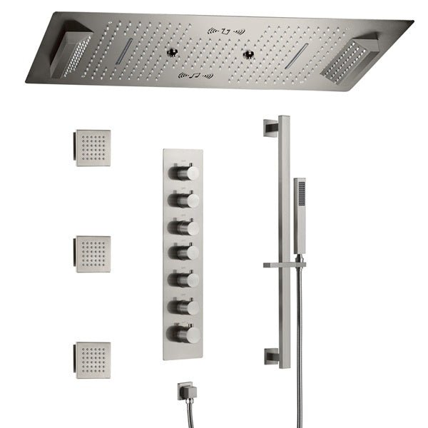 Cascada Verona 16"x36" Brushed Nickel Music LED Shower System - View 10