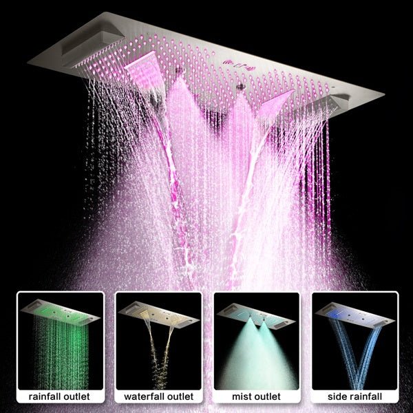 Cascada Verona 16"x36" Brushed Nickel Music LED Shower System - Side View