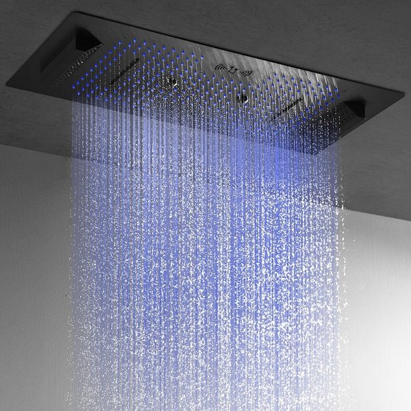 Cascada Verona 16"x36" Matte Black Bluetooth LED Showerhead Shower Head - Installation View
