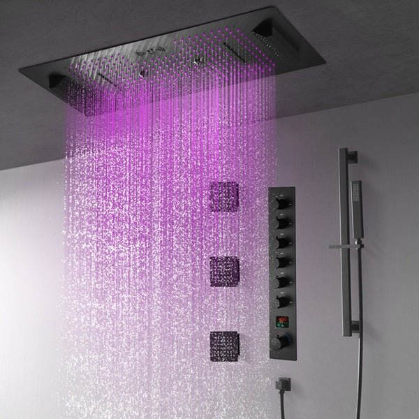Cascada Verona 16"x36" Matte Black Music LED Digital Shower System - View 9