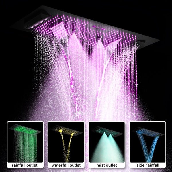 Cascada Verona 16"x36" Matte Black Music LED Digital Shower System - Side View