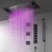 Cascada Verona 16"x36" Matte Black Music LED Shower System - Dimensions