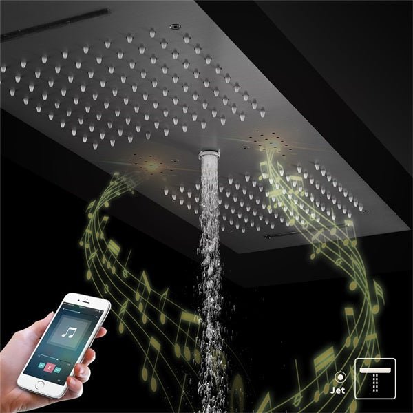Cascada Victoria 12"x36" Matte Black LED Bluetooth Shower System - Features