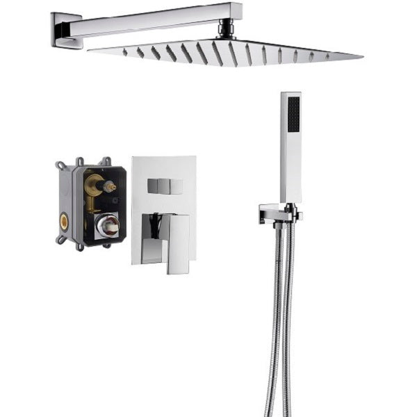 Cascada Showers 12” Cascada Geneva Shower Set: Rain Shower Head and Handheld Showerhead Combo - Main Product Image