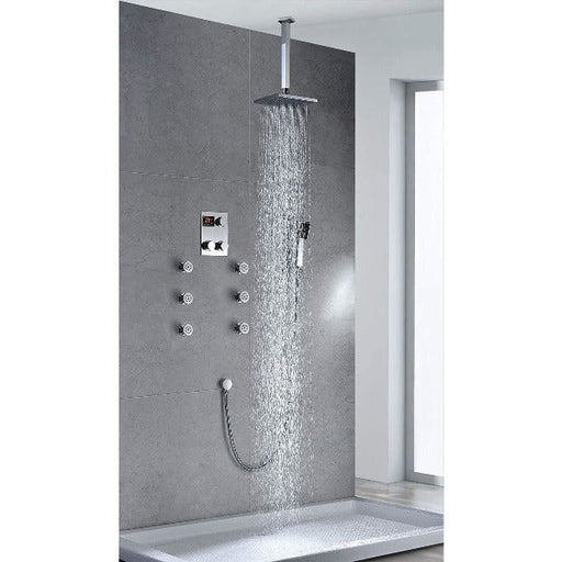 Cascada Showers Ceiling Mount 12" Square Rainfall Luxury Shower Head Set