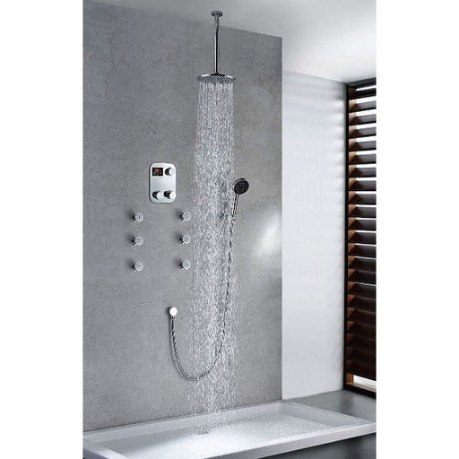 Cascada Showers Ceiling Mount Luxury 12" Circular Rainfall Shower Head Set