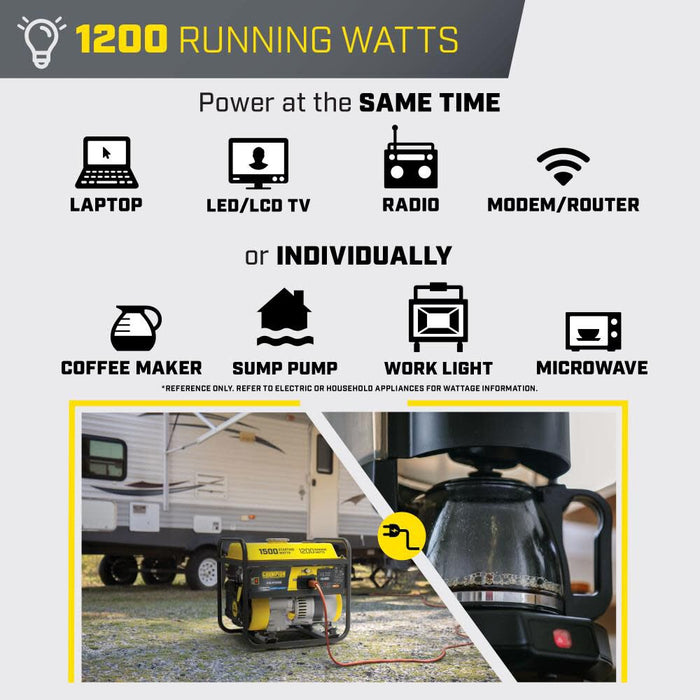 Champion Power Equipment 1200W Portable Generator with CO Shield® – 1500 Starting Watts, Gas Powered... - Lifestyle View