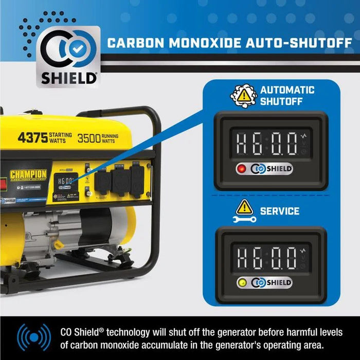 Champion 3500W Portable Generator w/ CO Shield – 4375 Starting Watts Gas RV-Ready Generator, 120V, 212cc... - Close-Up