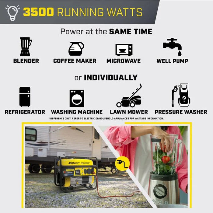 Champion 3500W Portable Generator w/ CO Shield – 4375 Starting Watts Gas RV-Ready Generator, 120V, 212cc... - Lifestyle View