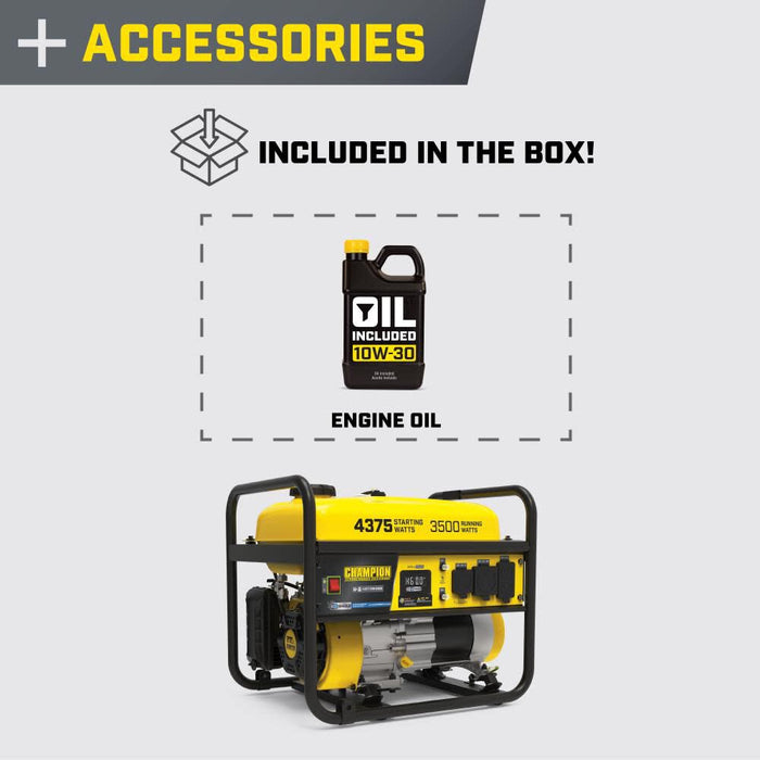 Champion 3500W Portable Generator w/ CO Shield – 4375 Starting Watts Gas RV-Ready Generator, 120V, 212cc... - Dimensions