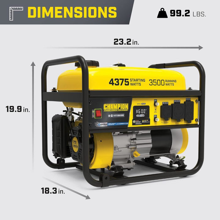 Champion 3500W Portable Generator w/ CO Shield – 4375 Starting Watts Gas RV-Ready Generator, 120V, 212cc... - Features