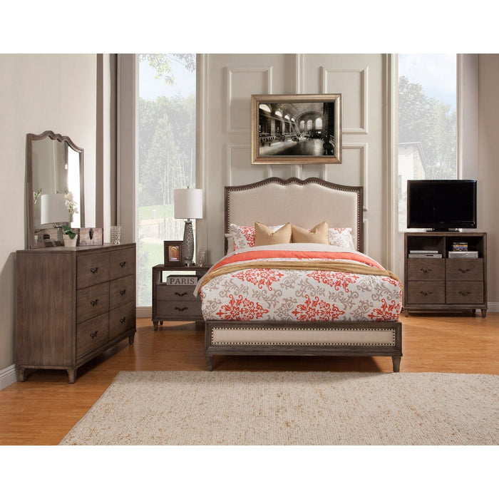 Alpine Furniture Charleston Bed, Antique Grey