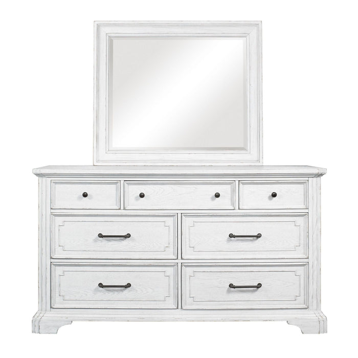 Alpine Furniture Clara Dresser & Mirror, White Mist