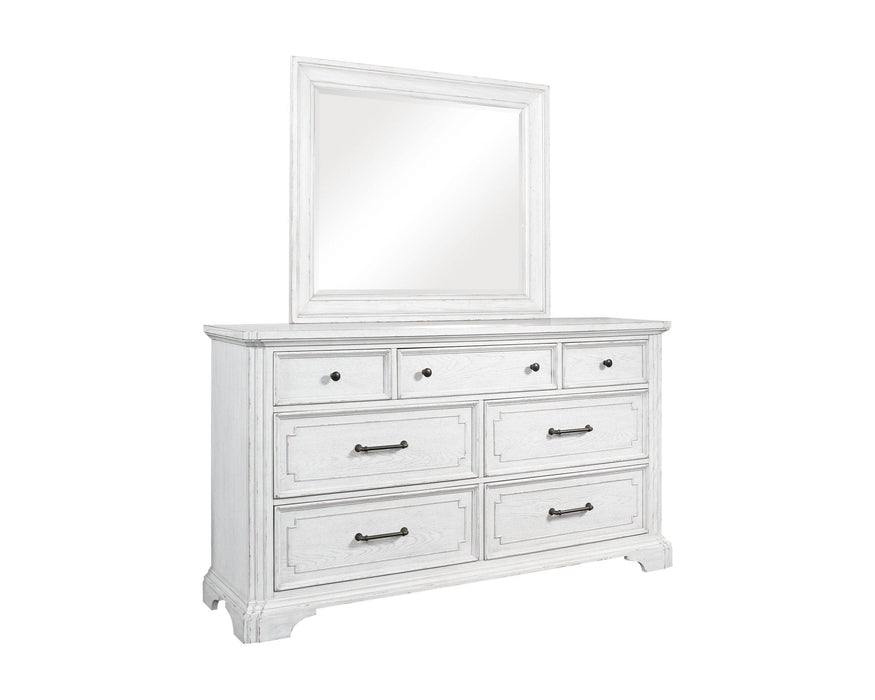 Alpine Furniture Clara Dresser & Mirror, White Mist