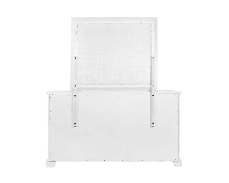 Alpine Furniture Clara Dresser & Mirror, White Mist