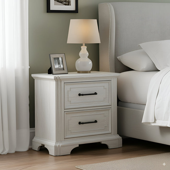 Alpine Furniture Clara Nightstand, White Mist