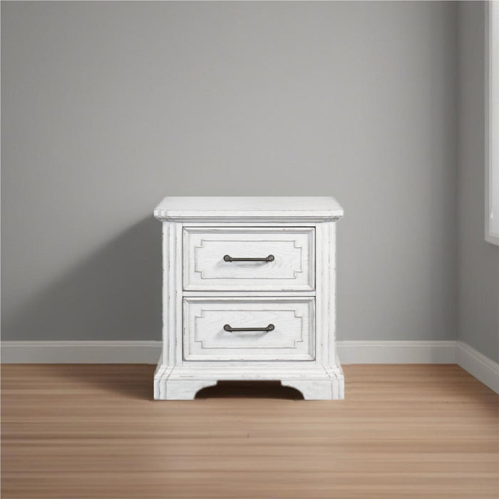 Alpine Furniture Clara Nightstand, White Mist